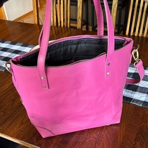 Denver Leather Craft Buffalo Leather Fuchsia Marilyn Tote Bag